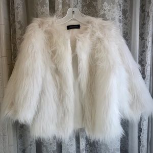 LANSHIFEI * NWOT Boutique Snow White Winter Faux Fur Jacket